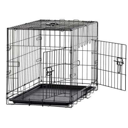 Cusca metalica pentru caine L, pliabila, cu tava detasabila si maner, 76x45x51 cm, negru Household NewTrend