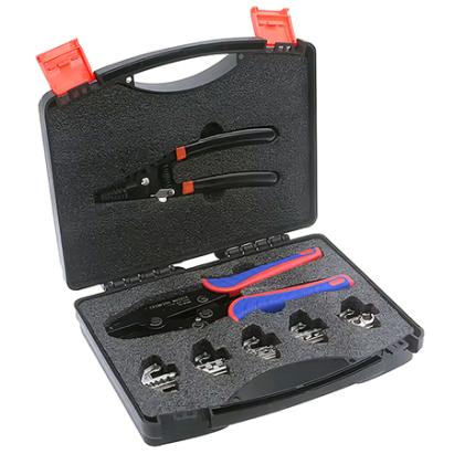 Trusă de sertizare papuci pentru electricieni, 5 fălci interschimbabile, cu valiză (Cu/Al)