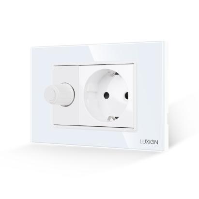 Intrerupator Mecanic cu Variator + Priza cu Rama din Sticla LUXION, Standard Italian, 3M SmartElectro IntelligentHouse