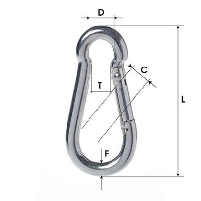 Carabină zincată cu clapetă 8 mm/10 mm, L=80 mm