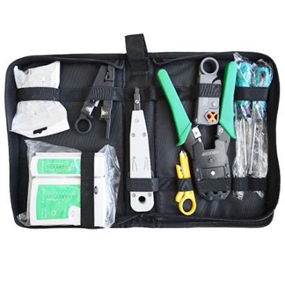 Trusă rețelistică EK5949, 9 piese – clește sertizare RJ45/RJ11 + tester și accesorii