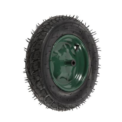 Roată pentru roabă Micul Fermier 3.50-8, ax 14 mm, jantă verde