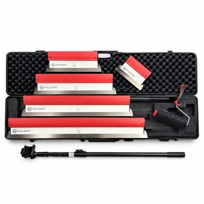 Set 5 gletiere profesionale, lama inox 0.3 mm, 25, 40, 60, 80, 100 cm, adaptor, maner telescopic, rola gletuit, geanta, Fullsoft, Olejnik GartenVIP DiyLine