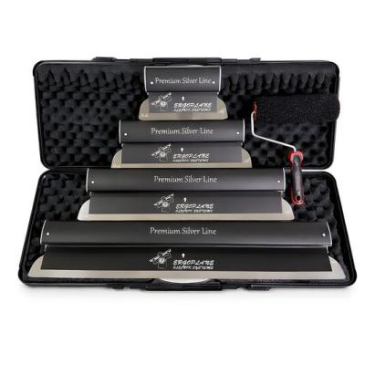 Set 4 gletiere profesionale, lama inox 0.4 mm, Premium Silver, 25, 40, 60, 80 cm, rola gletuit, geanta, Ergoplane, Olejnik GartenVIP DiyLine