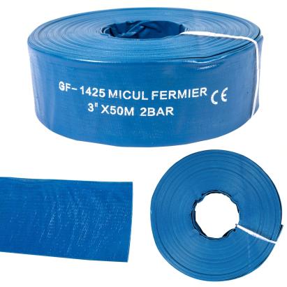 Furtun refulare apă plat PVC 3" (75 mm) 50 m, 2 bar – Micul Fermier GF-1425