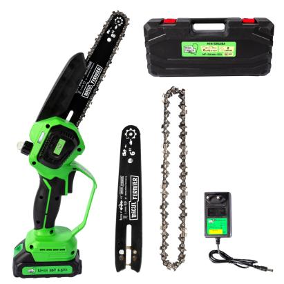 Mini drujbă pe acumulator Micul Fermier 20V, 2 lame 6”/8” + 2 lanțuri, motor brushless (MF-DA1001-G01)