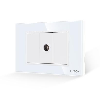 Priza TV 1M + 2 Taste False LUXION cu Rama din Sticla, Standard Italian, 3M SmartElectro IntelligentHouse