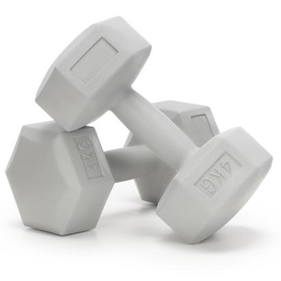 Set gantere hex 2x4 kg, bitum cu invelis rezistent PP, gri Household NewTrend