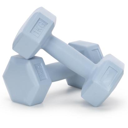 Set gantere hex 2x1 kg, bitum cu invelis rezistent PP, albastru deschis Household NewTrend