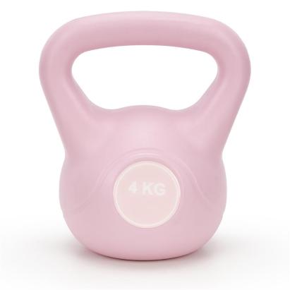 Kettlebell 4 kg, bitum cu invelis rezistent ABS, 18x21 cm, roz Household NewTrend