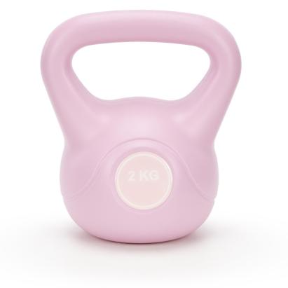 Kettlebell 2 kg, bitum cu invelis rezistent ABS, 16x19 cm, roz Household NewTrend