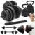 Set gantere, bara si kettlebell ajustabil 30 kg, 16 discuri, conector si suport dedicat, negru Household NewTrend