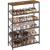 VASAGLE Etajera pantofi 6 niveluri, rafturi metalice reglabile, blat din PAL, stil industrial, 75x28x114 cm, maro rustic Household NewTrend