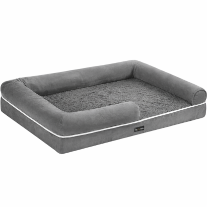 FEANDREA Pat ortopedic pentru caini, cu margini inaltate si husa detasabila, 106x80x20 cm, gri deschis Household NewTrend