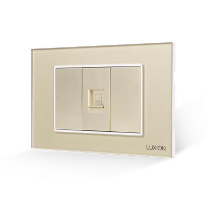 Priza Internet 1M + 2 Taste False LUXION cu Rama din Sticla, Standard Italian, 3M SmartElectro IntelligentHouse