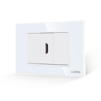 Priza HDMI + 2 Taste False LUXION cu Rama din Sticla, Standard Italian, 3M SmartElectro IntelligentHouse