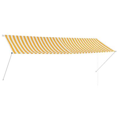 Copertină retractabilă, galben și alb, 350 x 150 cm GartenMobel Dekor