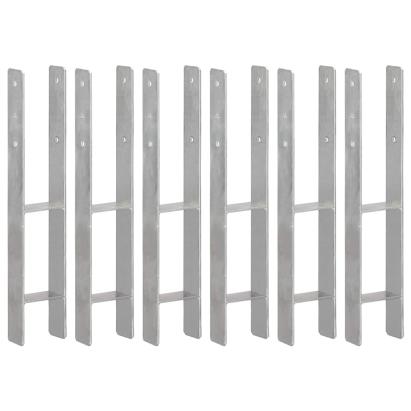 Ancore de gard, 6 buc., argintiu, 10x6x60 cm, oțel galvanizat GartenMobel Dekor