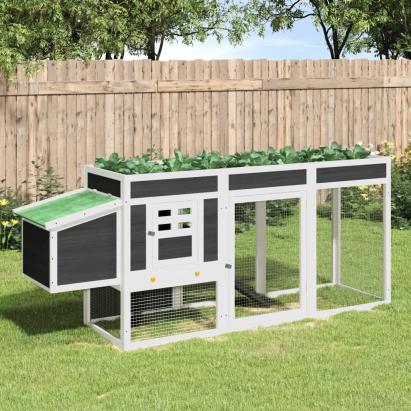 Coteț de găini, gri, 204x50x84 cm, lemn masiv de pin GartenMobel Dekor