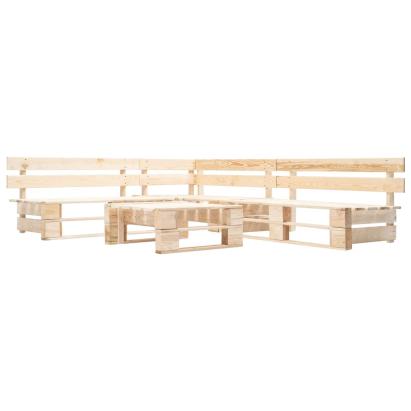 Set mobilier de grădină din paleți, 4 piese, natural, lemn GartenMobel Dekor