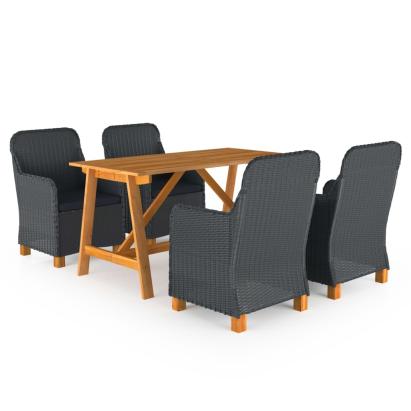 Set de masă pentru grădină, 5 piese, gri închis GartenMobel Dekor