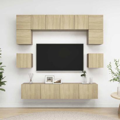 Set de dulapuri TV, 8 piese, stejar sonoma, lemn prelucrat GartenMobel Dekor