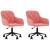 Scaune de bucătărie pivotante, 2 buc., roz, catifea GartenMobel Dekor
