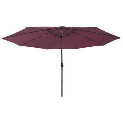 Umbrelă de soare de grădină cu LED-uri, roșu bordo, 400 cm GartenMobel Dekor