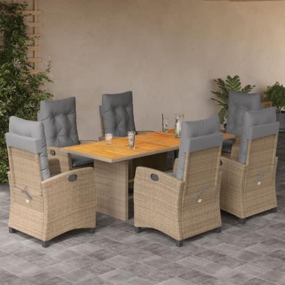 Set mobilier pentru grădină, 7 piese, cu perne, bej, poliratan GartenMobel Dekor