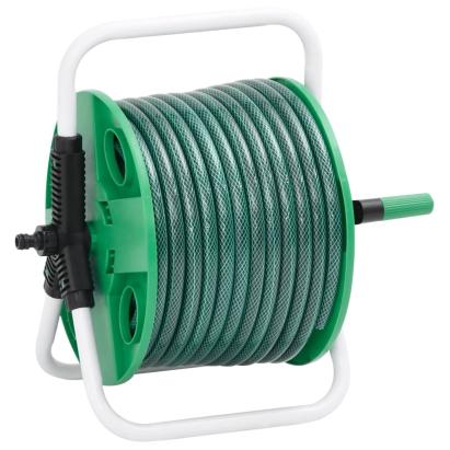 Tambur pentru furtun autonom, verde, cu furtun PVC de 20 m GartenMobel Dekor