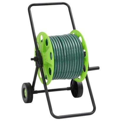 Cărucior tambur pentru furtun, verde, cu furtun PVC de 50 m GartenMobel Dekor