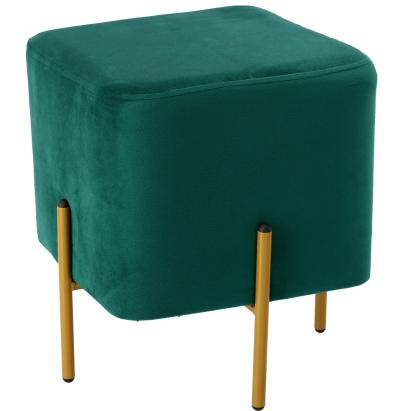 Taburet patrat, tapitat cu stofa, picioare otel, sarcina 100kg, 35x35x40 cm, verde Household NewTrend
