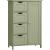 VASAGLE Dulap de depozitare pe podea pentru baie, MDF, cu 4 sertare, 1 usa, rafturi reglabile, 30x55x82cm, verde Household NewTrend