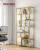 VASAGLE Biblioteca cu 6 polite din sticla securizata si cadru din otel, 80x30x180 cm, auriu Household NewTrend