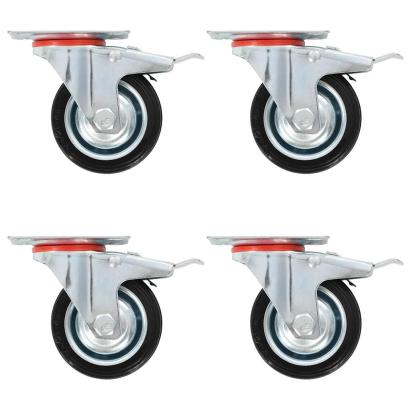 Roți pivotante cu frâne duble, 4 buc., 75 mm GartenMobel Dekor