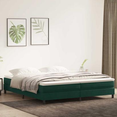 Pat box spring cu saltea, verde închis, 180x220 cm, catifea GartenMobel Dekor
