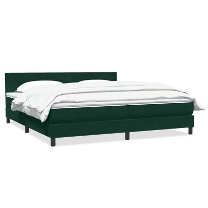 Pat box spring cu saltea, verde închis, 180x220 cm, catifea GartenMobel Dekor