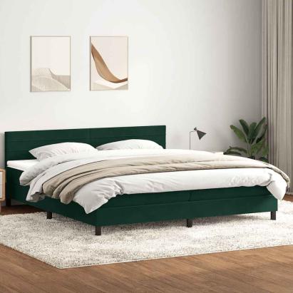 Pat box spring cu saltea, verde închis, 180x220 cm, catifea GartenMobel Dekor