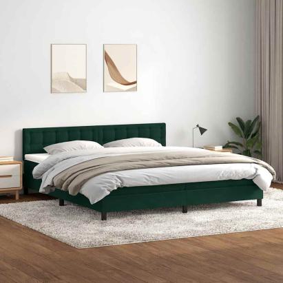 Pat box spring cu saltea, verde închis, 180x220 cm, catifea GartenMobel Dekor