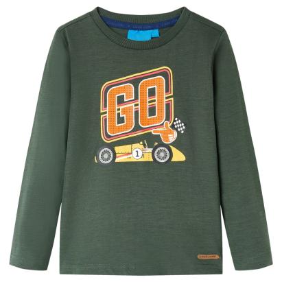 Tricou copii mâneci lungi, verde închis, 116 GartenMobel Dekor