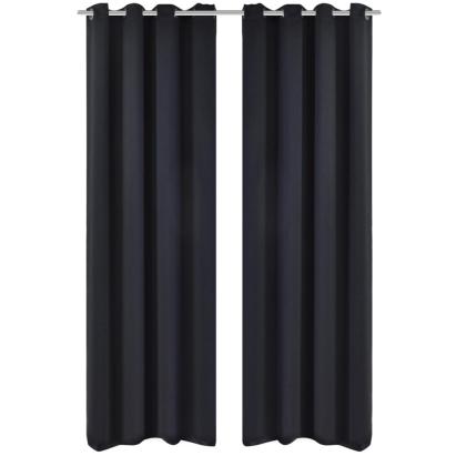 Draperii opace cu ocheți metalici, 2 buc, 135 x 175 cm, negru GartenMobel Dekor