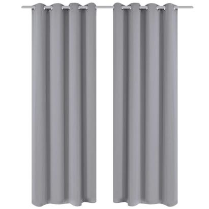 Draperii opace cu ocheți metalici, 2 buc, 135 x 175 cm, gri GartenMobel Dekor
