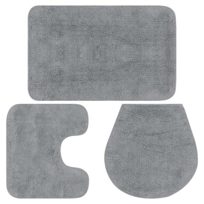 Set covorașe baie, 3 piese, gri, material textil GartenMobel Dekor