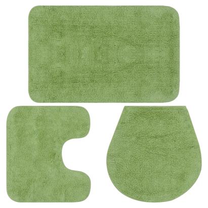 Set covorașe baie, 3 piese, verde, textil GartenMobel Dekor