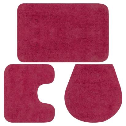 Set covorașe baie, 3 piese, fucsia, textil GartenMobel Dekor