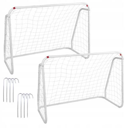 Set 2 porti de fotbal metalice, 96x124cm, profil 28mm, cu elemente de fixare Household NewTrend