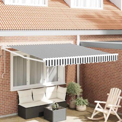 Copertină retractabilă antracit/alb, 3x2,5 m, textil/aluminiu GartenMobel Dekor