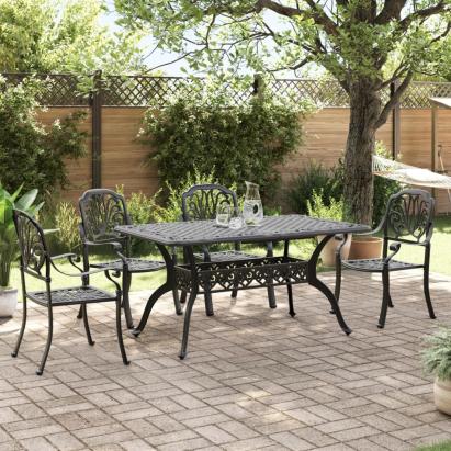 Set mobilier de grădină, 5 piese, negru, aluminiu turnat GartenMobel Dekor