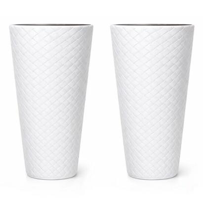 Set 2 ghivece de flori, Matuba Slim, rotunde, inalte, 40x78 cm, alb, Prosperplast GartenVIP DiyLine
