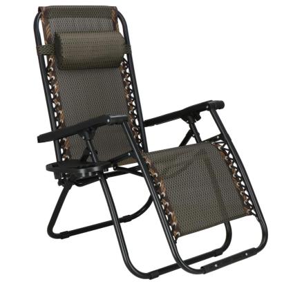 Sezlong pliabil cu spatar reglabil, structura metalica, material textilene, 175x67 cm, maro Household NewTrend